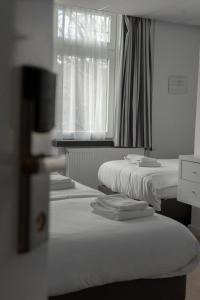 马斯特里赫特德拉布尔斯酒店的窗户房间里一排床