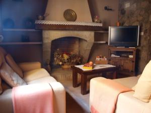 Guijo de GranadillaCasa Rural El Olivo的客厅设有壁炉和电视。