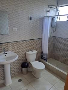 ChincherosMaychu's Albergue的浴室配有卫生间、盥洗盆和淋浴。