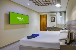圣保罗Spa Motel - Radial Leste的一间医院房间,里面设有一张床和墙上的电视