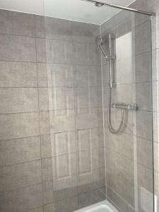 布里斯托Westbourne Place Rooms - by Clifton Short Lets的带淋浴的浴室和玻璃门