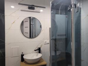 扎布热Apertment Wenus的一间带水槽和镜子的浴室
