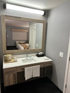 奇科奇科品质酒店的一间带水槽和大镜子的浴室