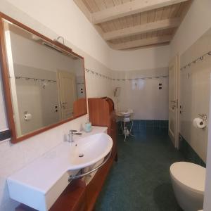 阿拉Relais diVINO的一间带水槽、卫生间和镜子的浴室