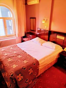 安卡拉SPOR HOTEL的一间带床的卧室,位于带窗户的房间内