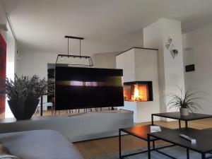 莱维科特尔梅Casa Riccardo的客厅配有大屏幕平面电视