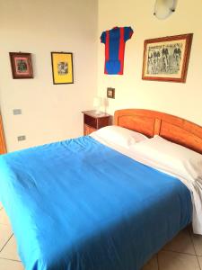 卡斯特利纳-因基安蒂圣马蒂诺 - 卡萨兰迪乡村民宿的一间卧室配有一张带蓝色毯子的床