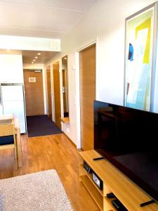 黑诺拉Premium Chalet 4212 Green的客厅配有大屏幕平面电视