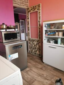 塔林Akadeemia tee appartamendid的厨房配有炉灶和冰箱。