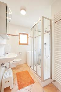 比绍夫斯维森Haus Wendland的带淋浴、卫生间和盥洗盆的浴室