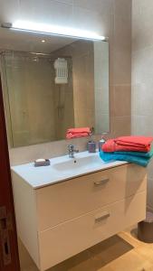 阿加迪尔Apartement Marina Zina, Agadir的一间带水槽和镜子的浴室