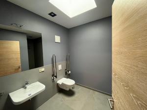 柏林Art Apartments的一间带水槽、卫生间和镜子的浴室