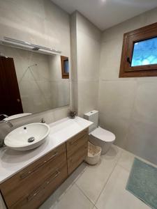 穆特里库Apartamento Mauleon 5的一间带水槽、卫生间和镜子的浴室