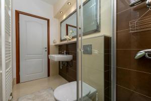 奥米什Apartments Villa White House的浴室配有卫生间、盥洗盆和淋浴。