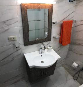 杰拉什Abu Hossam s chalet的一间带水槽和镜子的浴室