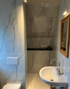 德哈恩Nuits De Mer的浴室配有白色水槽和淋浴。