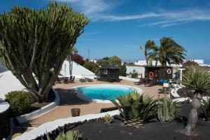 蒂亚斯Casa Berriel 2的一座种有树木和植物的度假村内的游泳池