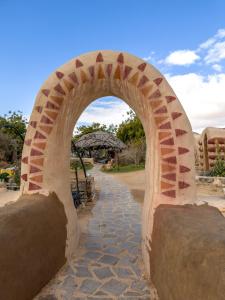 Naẖal Ya‘alonLotan Desert Travel Hotel的石头走道上的砖拱门