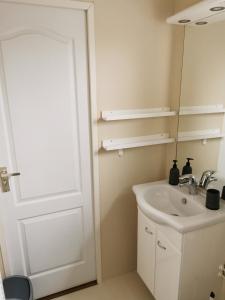 BaarlandChalet - Dà gae nog à的浴室设有白色门和水槽