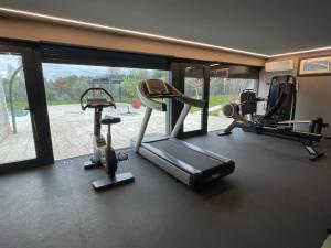 科斯特曼诺Cielo&Terra Resort的健身房设有两台跑步机和一扇窗户