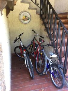 奥尔泰Chalet La Sequoia Orte zona terme的两辆自行车停在楼梯旁
