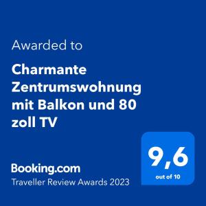 克拉根福Charmante Zentrumswohnung mit Balkon und 80 zoll TV的给主席的手机短信