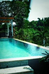 班尤温当Eco Moringa Garden的一个带凉亭和树木的大型游泳池