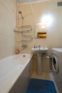 阿拉木图西莫尔娜杰日达公寓的一间带水槽和洗衣机的浴室