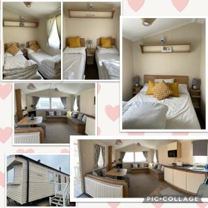 英戈尔德梅尔斯Coastfields 3 bed 8 berth holiday home的卧室和房子照片的拼合