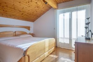 普雷达佐DolomiApartments - Casa Lagorai的一间卧室设有一张床和一个大窗户