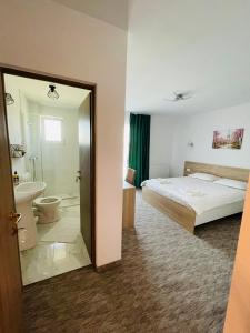 百乐费利克斯Pensiunea NOVO的一间酒店客房 - 带一张床和一间浴室
