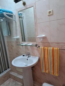 科英布拉艾维斯住宅旅馆的一间带水槽和镜子的浴室
