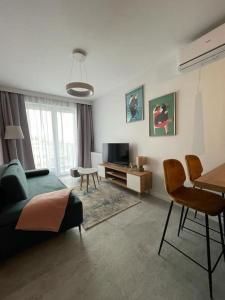 弗罗茨瓦夫Harry’s Apartment/centrum/parking的客厅配有沙发和电视。