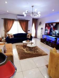 莱基HOMEDALES Freedom Way LEKKI Phase1 LAGOS的带沙发和电视的客厅