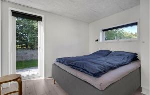 格莱斯堡Beautiful Home In Glesborg With Wifi的一张位于带大窗户的房间内的床铺