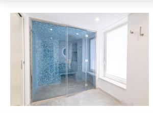 卡洛维诺Pietre Bianche的带淋浴的浴室和玻璃门