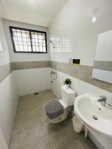 米里Joyful homestay Miri的一间带卫生间和水槽的浴室
