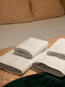 布雷佐维察Villa Breza Brezovice的床上的两张折叠毛巾