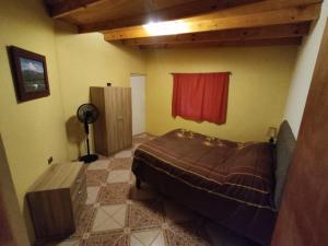 圣佩德罗·德·阿塔卡马卡瓦尼亚斯拉拉什假日公园的一间卧室配有床和红色窗帘
