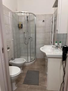 比萨Dream Guest House的带淋浴、卫生间和盥洗盆的浴室