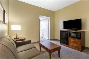 诺克罗斯桃树角康福特茵酒店的带沙发和平面电视的客厅