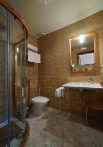 拉耶斯萨尔瓦多特哈尔乡村旅馆的浴室配有卫生间、盥洗盆和淋浴。