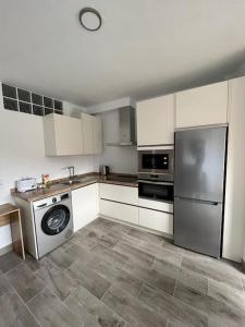 洛斯雷亚莱霍斯New 2023 full equipped stylish digi的带冰箱和洗碗机的厨房