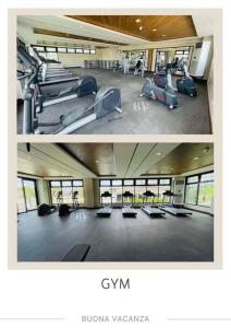 达沃市Buona Vacanza at Verdon Parc的两张带桌椅的健身房的照片