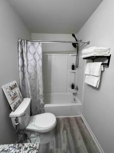 伊普西兰蒂HomeTel Premium Guest Suite w/ Private Entrance的浴室配有白色卫生间和淋浴。