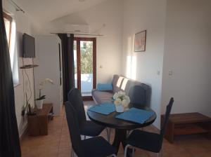 SavarApartmani Zdenka Savar-Maslina的客厅配有桌子和沙发