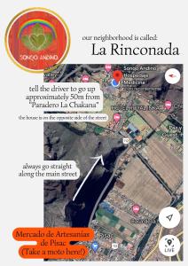 皮萨克Sonqo Andino Hospedaje Medicina - La Rinconada的一张带有城市地图的传单的截图