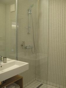 卢森堡凯帕克德梅尔公寓酒店的带淋浴和盥洗盆的浴室