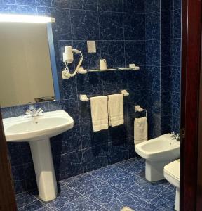 圣胡利娅-德洛里亚佛知酒店的一间带水槽、卫生间和镜子的浴室