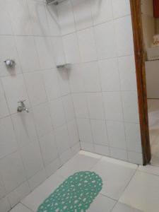 纳纽基Rovers Apartment的浴室铺有绿色地毯,设有淋浴。